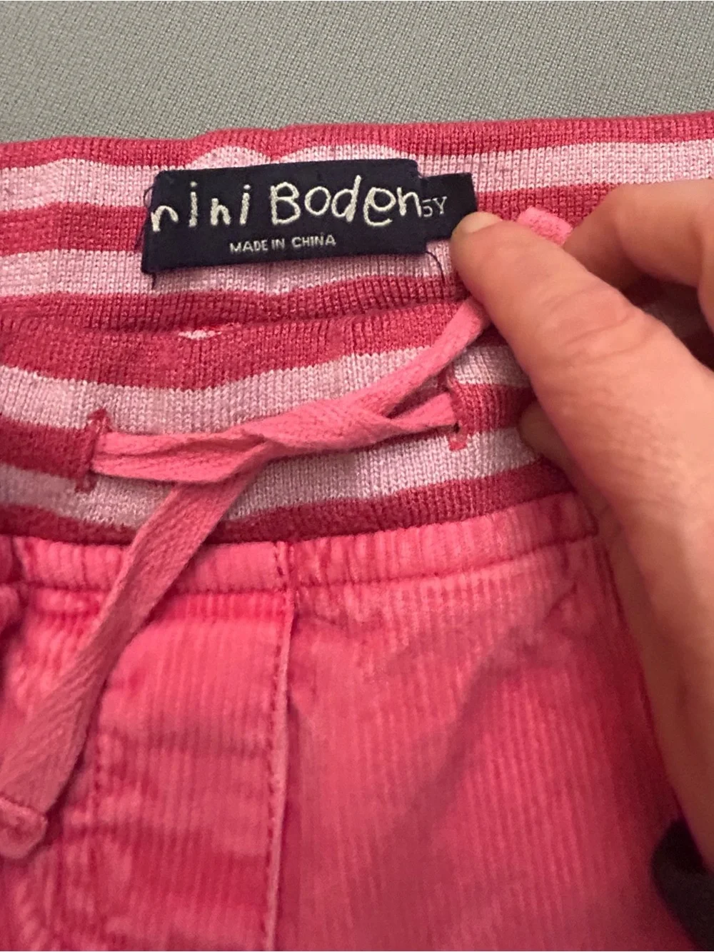 Mini Boden Coral Pink Corduroy‎ Pants with White Heart Knees
